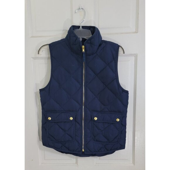 Woolrich Women's Navy Blue Full Zip Quilted Vest Duck Down Feather Filled Size S - Picture 2 of 9